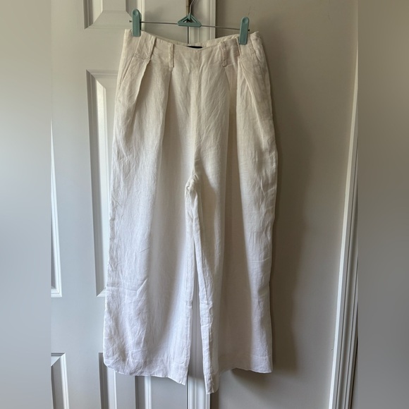 J. Crew White Linen Cripped Wide Leg Pants - Picture 4 of 13